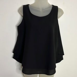 Paper Crane Black Double-Layer Chiffon Sleeveless Blouse Size S